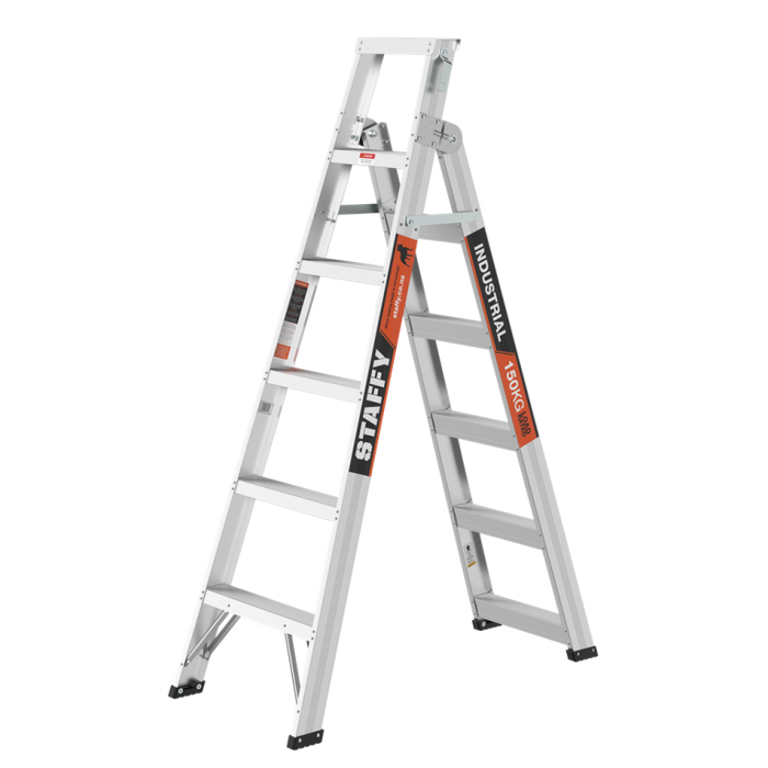 Staffy Step Ladder Dual Purpose Aluminum 6 Step 150kgs rated