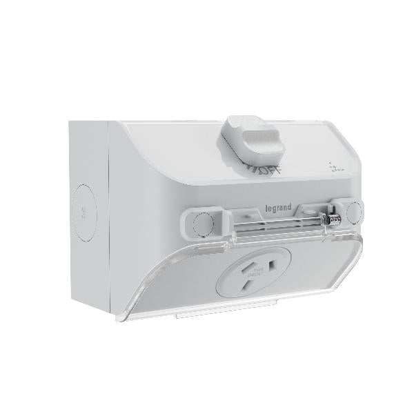 Legrand HPM AQUA LIFE SINGL POWERPOINT 10A IP54 SURFACE MOUNT LIMESTN GY