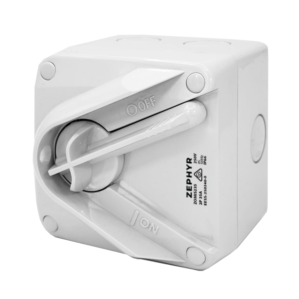 Zephyr Mini Isolator Switch Grey - 35A 2P 250V IP66