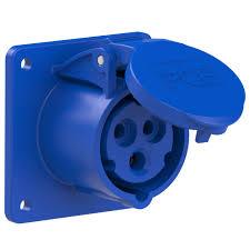 Emptec Socket 16Amp 3pole IP44 6h Panel Flanged Straight