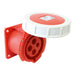 Emptec Socket 32Amp 4pole IP67 3h container Panel Flanged Straight