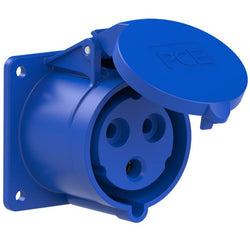 Emptec Socket 32Amp 4pole IP44 6h Panel Flanged Straight