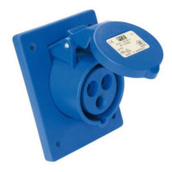Emptec Socket 16Amp 3pole IP44 6h Panel Flanged Sloping