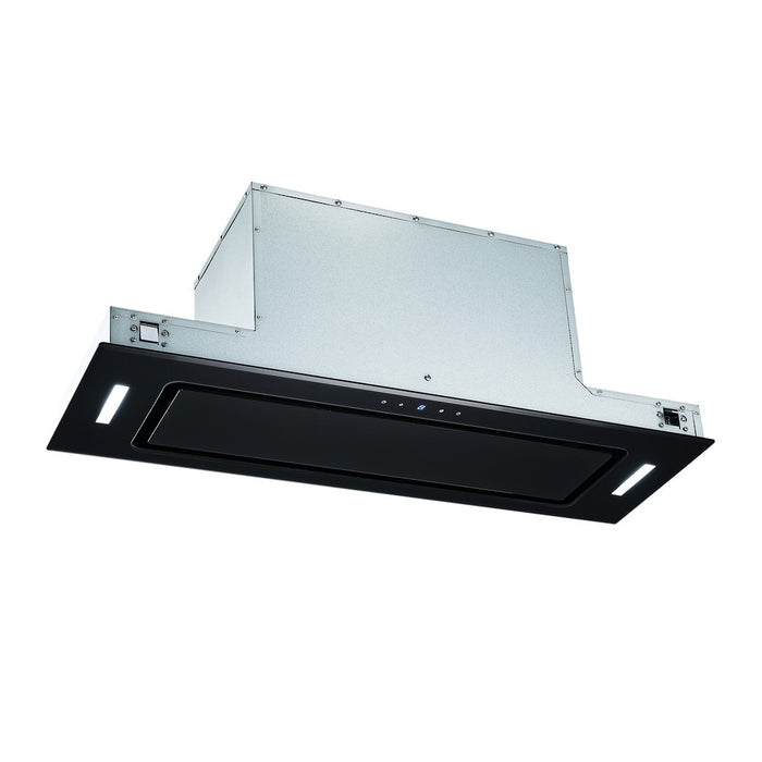 Parmco Rangehood Integrated Turbo Bak plus 900mm Black Glass 1000M3H