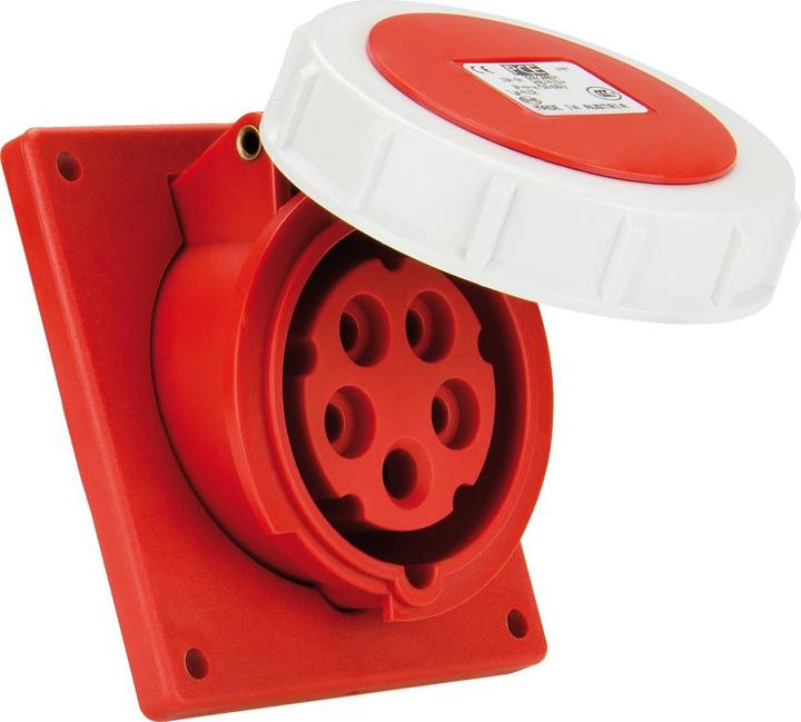 Emptec Socket 16Amp 4pole IP67 6h Panel Flanged Sloping