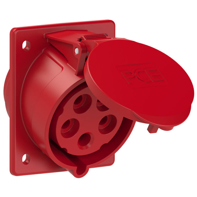 Emptec Socket 32Amp 5pole IP44 6h Panel Flanged Sloping