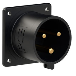 Emptec Plug 32Amp 3pole IP44 6h Black Panel Flanged Straight