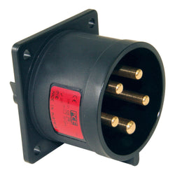 Emptec Plug 32Amp 5pole IP44 6h Black Panel Flanged Straight