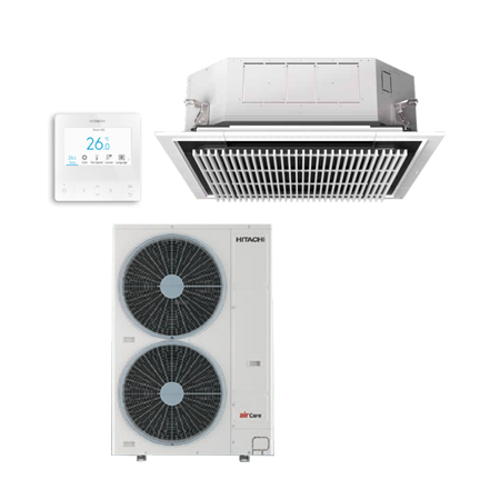 Hitachi 12.5kW R32 airCore700 Multi Flow Cassette with Silent Iconic 3 phase