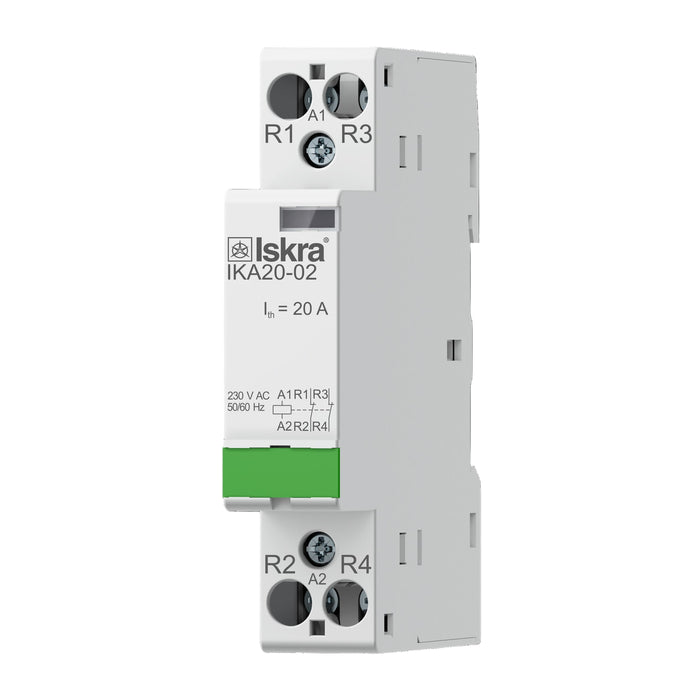 Mardag Iskra 2 Pole 20 Amp NORMALLY CLOSED Modular Contactor 400VAC Contacts 230VAC Coil