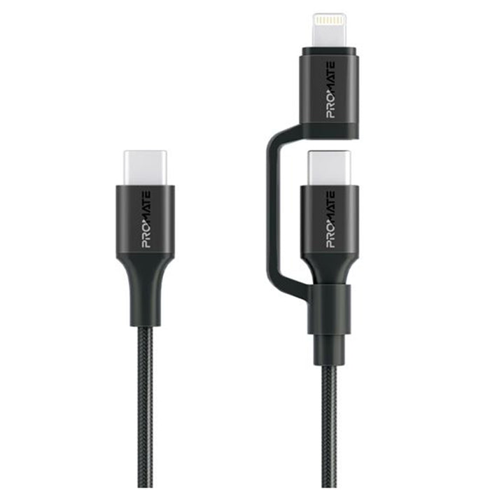 Promate 12m 60w MFi Certified 2-in-1 USB-C Sync & Charge Cable