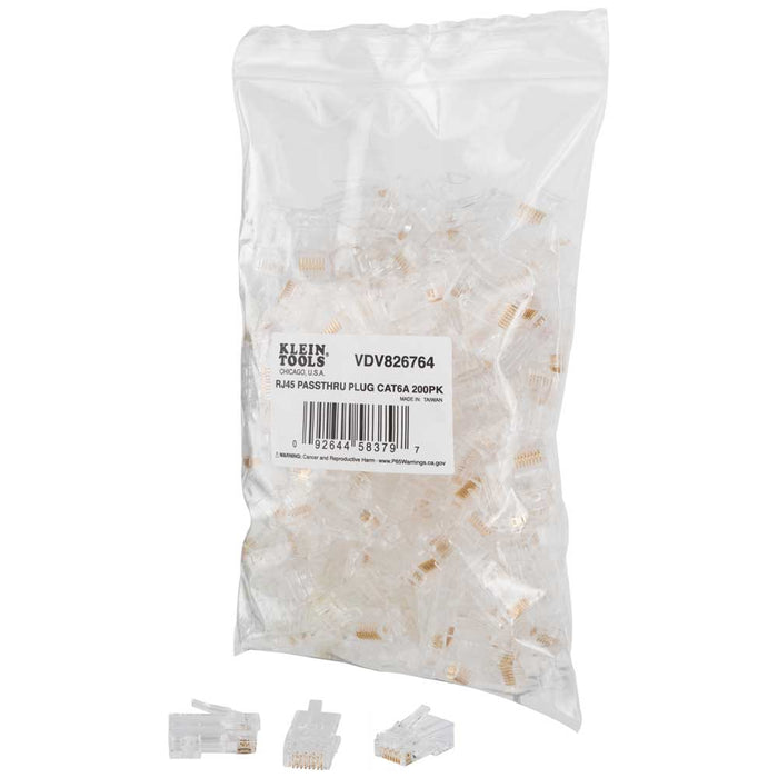 Klein Pass-Thru Modular Data Plug CAT6A UTP 200Pk
