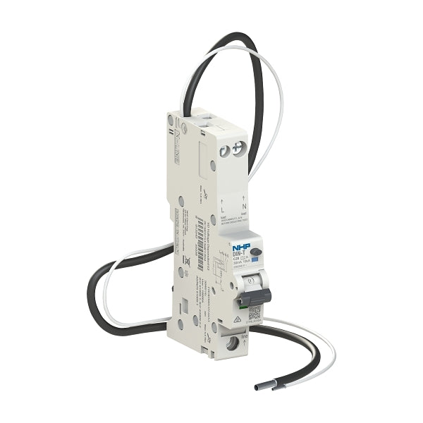 NHP RCBO 32A 1P+N 10kA 30mA D-Curve Type-A DIN-T Long