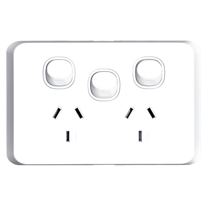 Tradesave Sleek 10A Double Power Point with Extra 16A Swtich