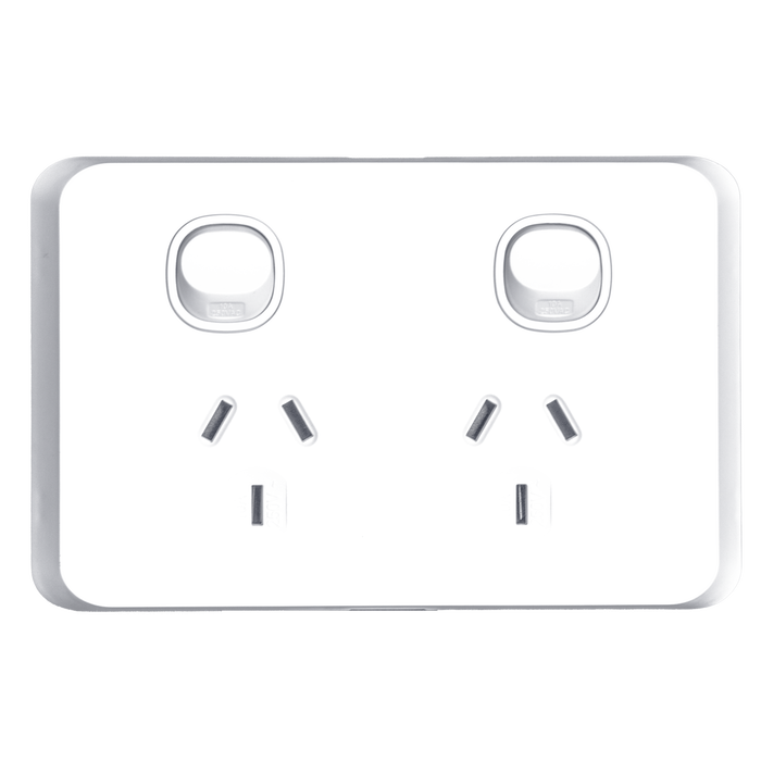 Tradesave Sleek Double 10A Horizontal Power Point