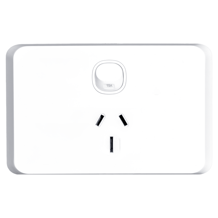 Tradesave Sleek Single 15A Horizontal Power Point