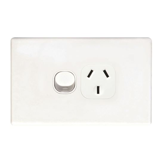 Tradesave Sleek Single 15A Horizontal Power Point