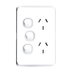 Tradesave Sleek 10A Double Power Point with Extra 16A Switch