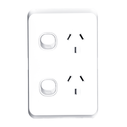 Tradesave Sleek Double 10A Single Vertical Power Point