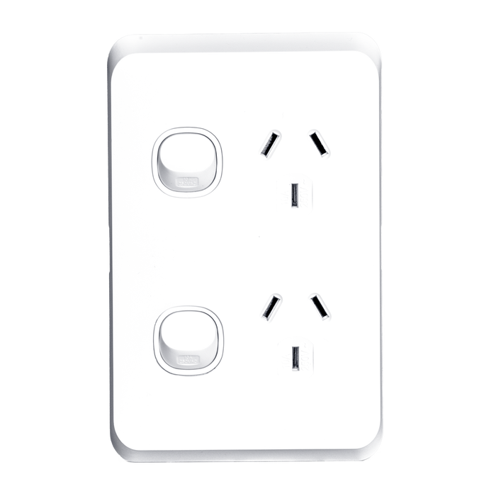 Tradesave Sleek Double 10A Single Vertical Power Point