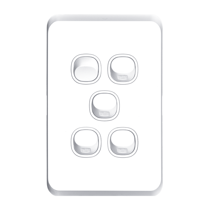 Tradesave Sleek 16A 2-Way Vertical 5 Gang Switch