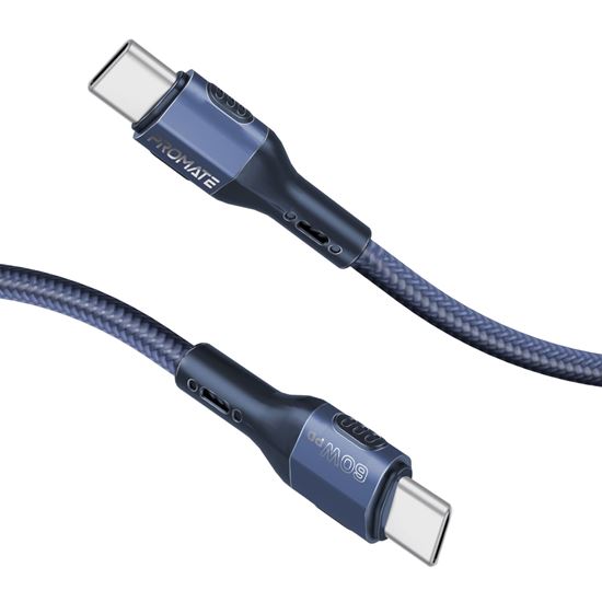 Promate 1.2m 60W PD USB-C to USB-C Tough-Built Cable Blue