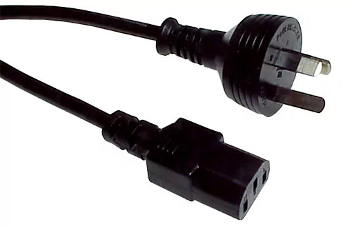 Rackpower Power Lead 10A 3Pin Plug - 10A C13 IEC Socket - 1M 1mm Black Lead