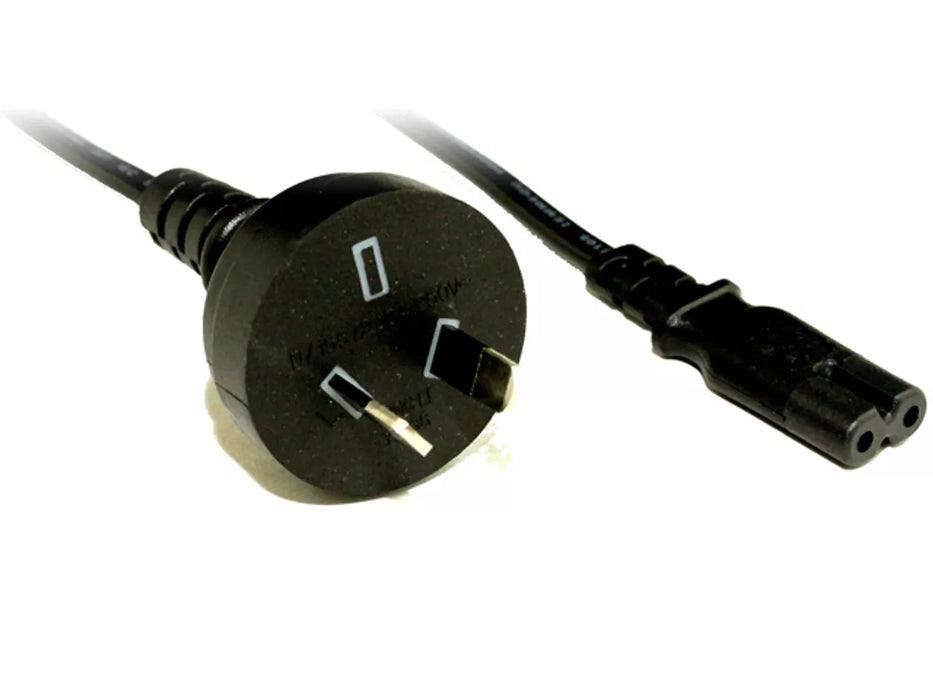 Rackpower Power Lead 10A 2Pin Plug - C7 IEC Figure 8 Socket - 2M 0.75mm Black Lead