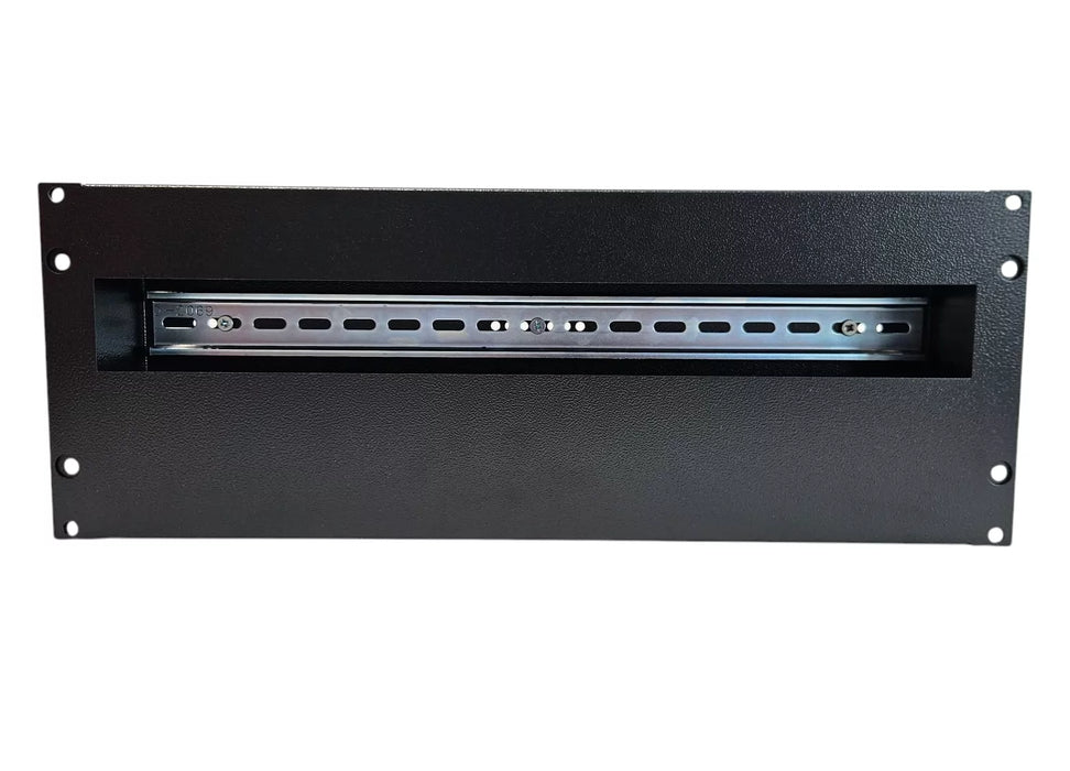 Rackpower Distribution Board 4RU 24Pole Black Din Rail & Earth Studs 19 Inch Mounting Hardware Cable Protection Grommets & Pole Fillers