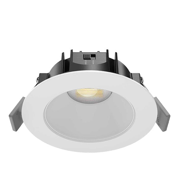 Switch Lighting 8W Fixed DL Low Glare IC-F 90 Deg Switchable 2700K or 3000K 90CRI 180mA dimming driver white inner textured white trim