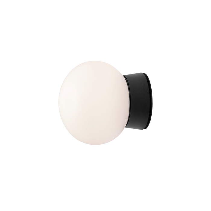Glight IP65 Wall Light With Glass Shade For Indoor And Outdoor Use, 7W, 3000K, Dim, Black Mounting Base