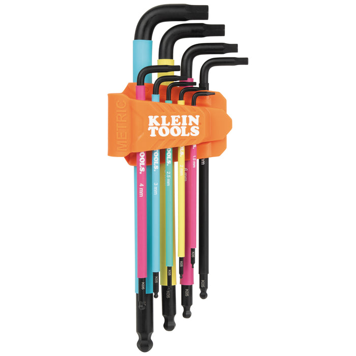Klein Color Coded Extra-Long L Style Hex Key Caddy Set, Metric, 9-Piece