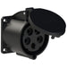 Emptec Socket 32Amp 5pole IP44 6h Black Panel Flanged Straight