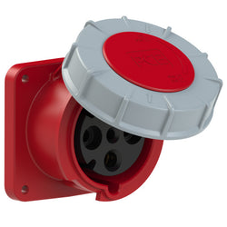 Emptec Socket 63Amp 4pole IP67 6h Panel Flanged Straight
