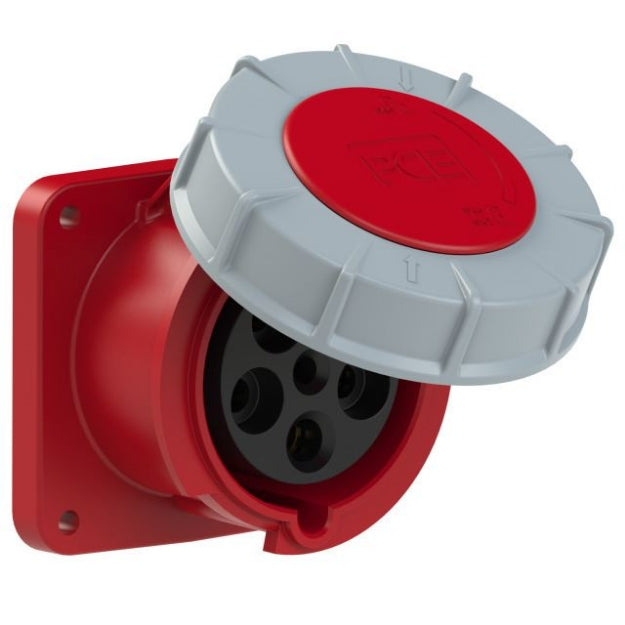 Emptec Socket 63Amp 5pole IP67 6h Panel Flanged Straight