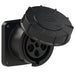 Emptec Socket 63Amp 5pole IP67 6h Black Panel Flanged Straight