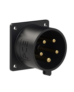 Emptec Socket 125Amp 3pole IP67 6h Black Panel Flanged Straight