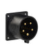 Emptec Socket 125Amp 3pole IP67 6h Black Panel Flanged Straight
