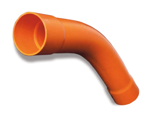 Marley Power Duct Sweep Bend 100mm 90deg 1.2m Radius 2.2m Long Orange