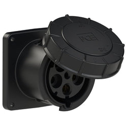 Emptec Socket 125Amp 5pole IP67 6h Black Panel Flanged Straight