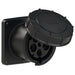 Emptec Socket 125Amp 5pole IP67 6h Black Panel Flanged Straight