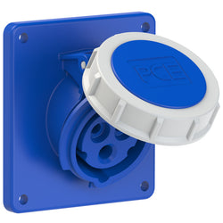 Emptec Socket 16Amp 3pole IP67 6h Panel Flanged Sloping