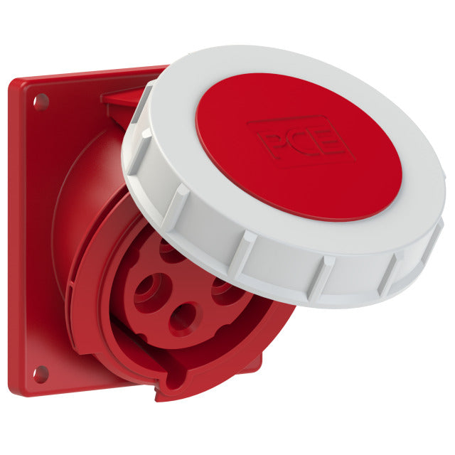 Emptec Socket 32Amp 5pole IP67 6h Panel Flanged Sloping 92x100