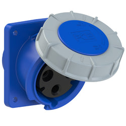 Emptec Socket 63Amp 3pole IP67 6h Panel Flanged Sloping