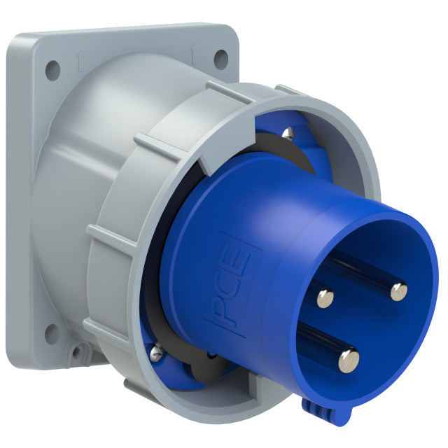 Emptec Plug 63Amp 3pole IP67 6h Appliance inlet Panel Flanged Slopi