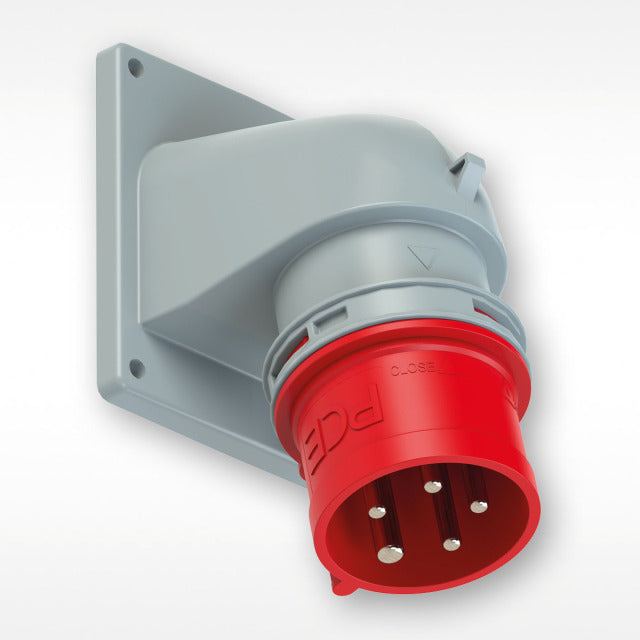 Emptec Plug 16Amp 4pole IP67 6h Appliance inlet Flanged Angled Surf