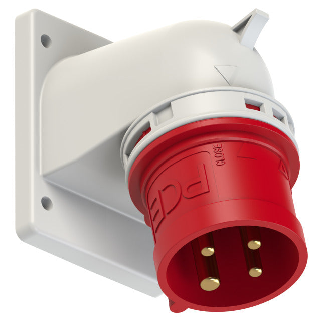 Emptec Plug 16Amp 4pole IP44 6h Appliance inlet Flanged Angled Surf