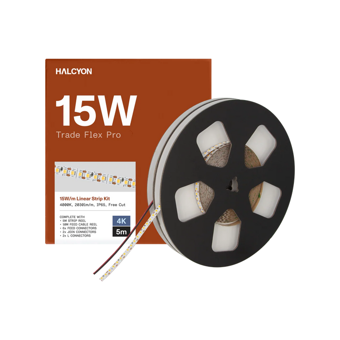 Halcyon Linear Tape Trade Flex Pro 24V DC 15W 2030lm/m 4000K CRI90 IP65 8mm - Trade Kit 5m
