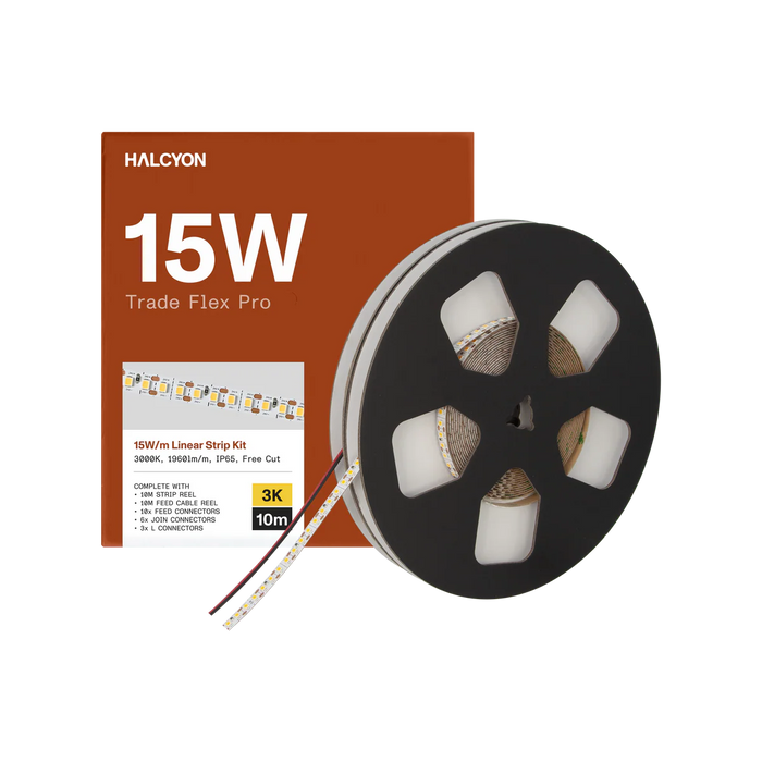 Halcyon Linear Tape Trade Flex Pro 24V DC 15W 1960lm/m 3000K CRI90 IP65 8mm - Trade Kit 10m