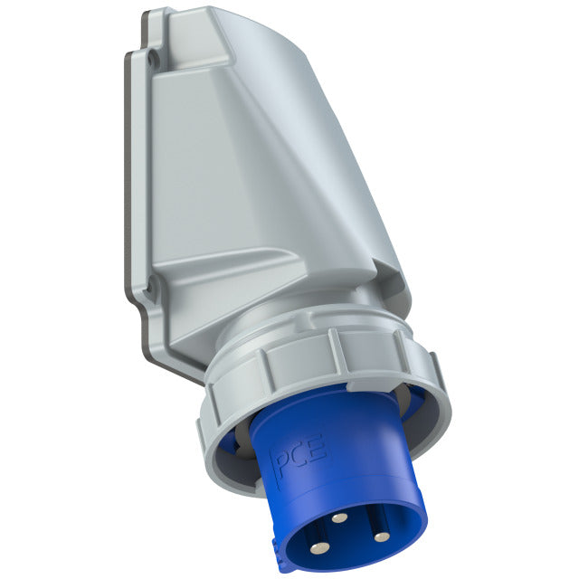Emptec Plug 63Amp 3pole IP67 6h Appliance inlet Flanged Angled Surf